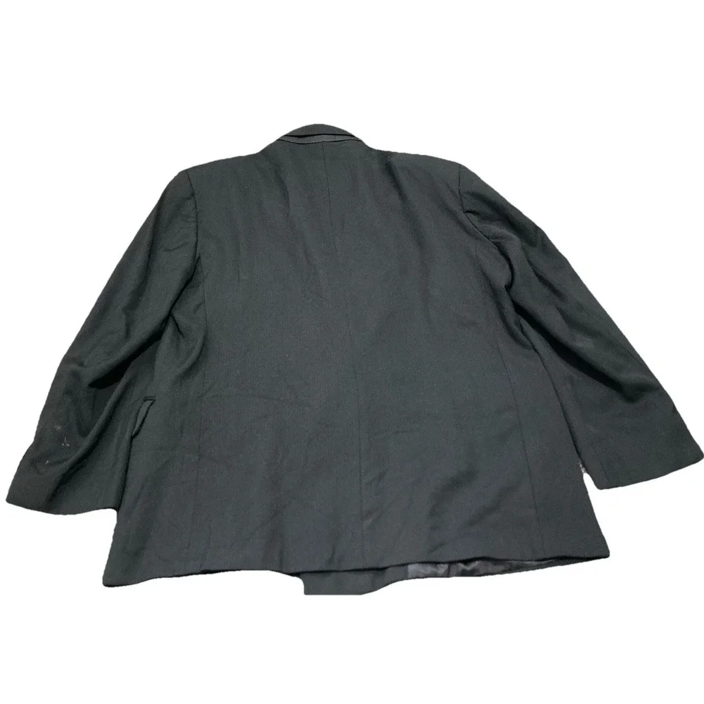Vintage Bellini Uomo Mens 48R Black Double Breasted Wool Blazer Sport Coat